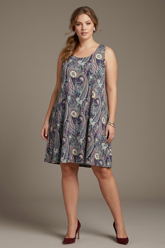 3158 Boho Breeze Navy Knee Dress