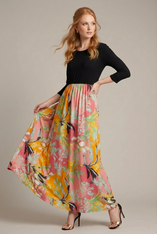 3827 Tropical Sunset Maxi Dress