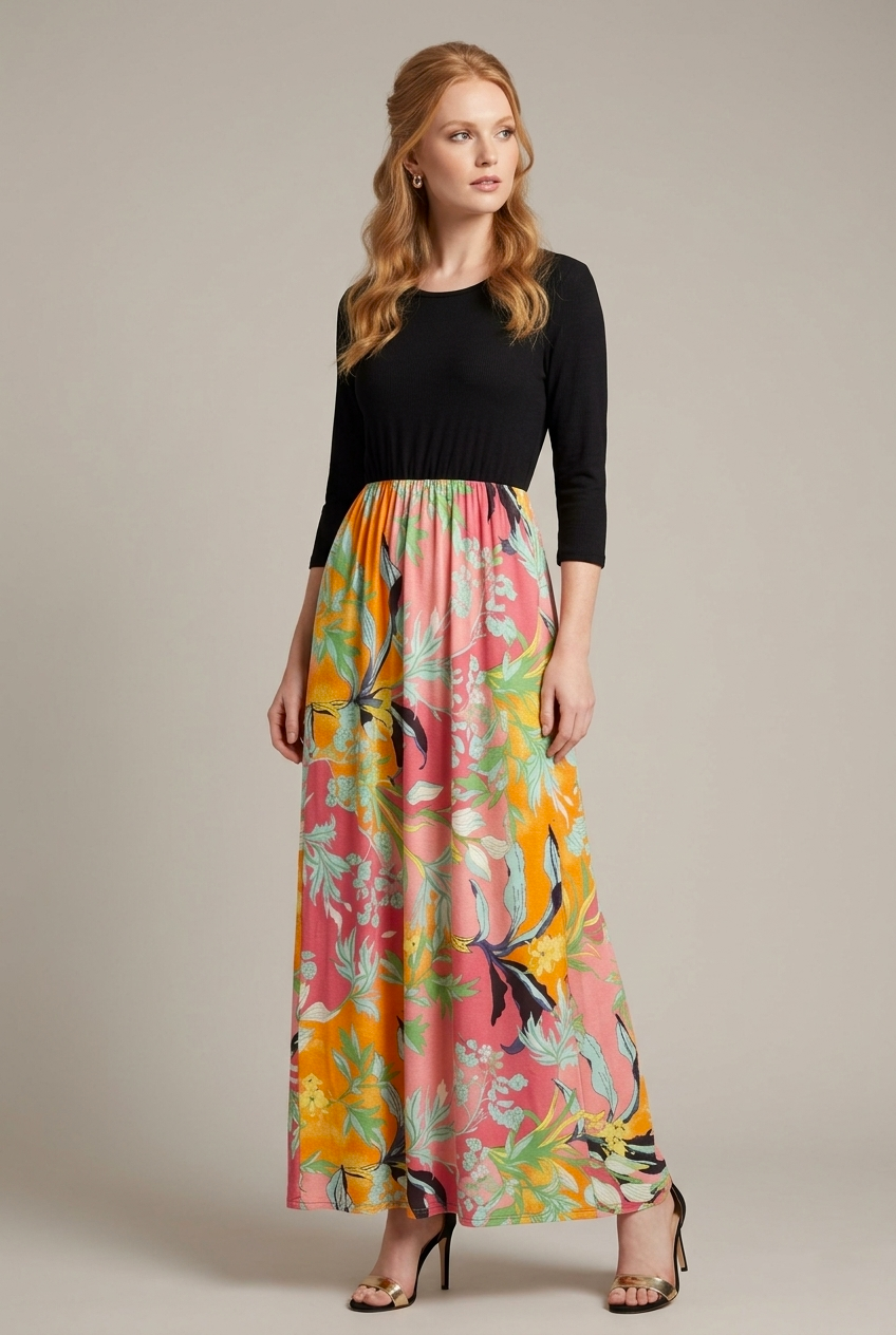 3827 Tropical Sunset Maxi Dress
