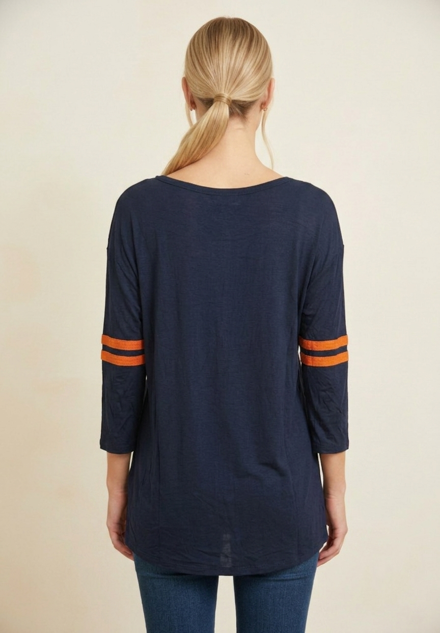 4080 Navy & Orange Team Spirit Top