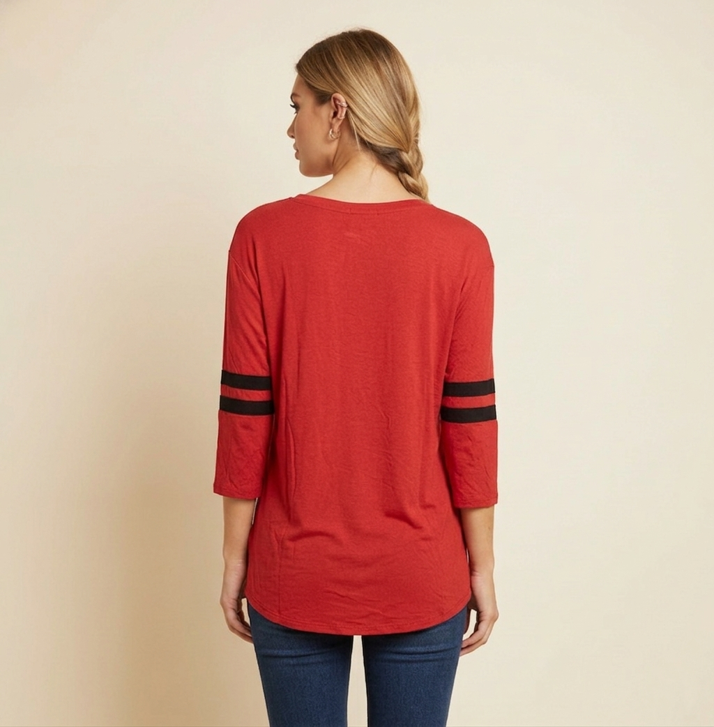 4080 Sporty Red & Black Striped Sleeve