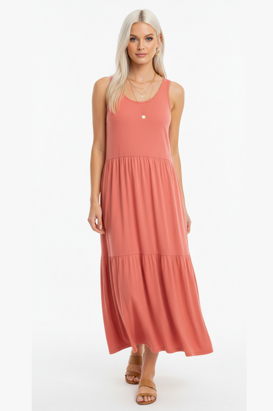 43050 Sunset Clay Tiered Maxi Dress