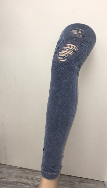 Navy 02 Distressed Moto Legging