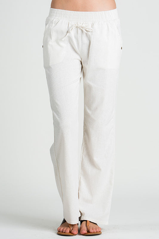 24833 Ivory Linen Pocket Drawstring Pant