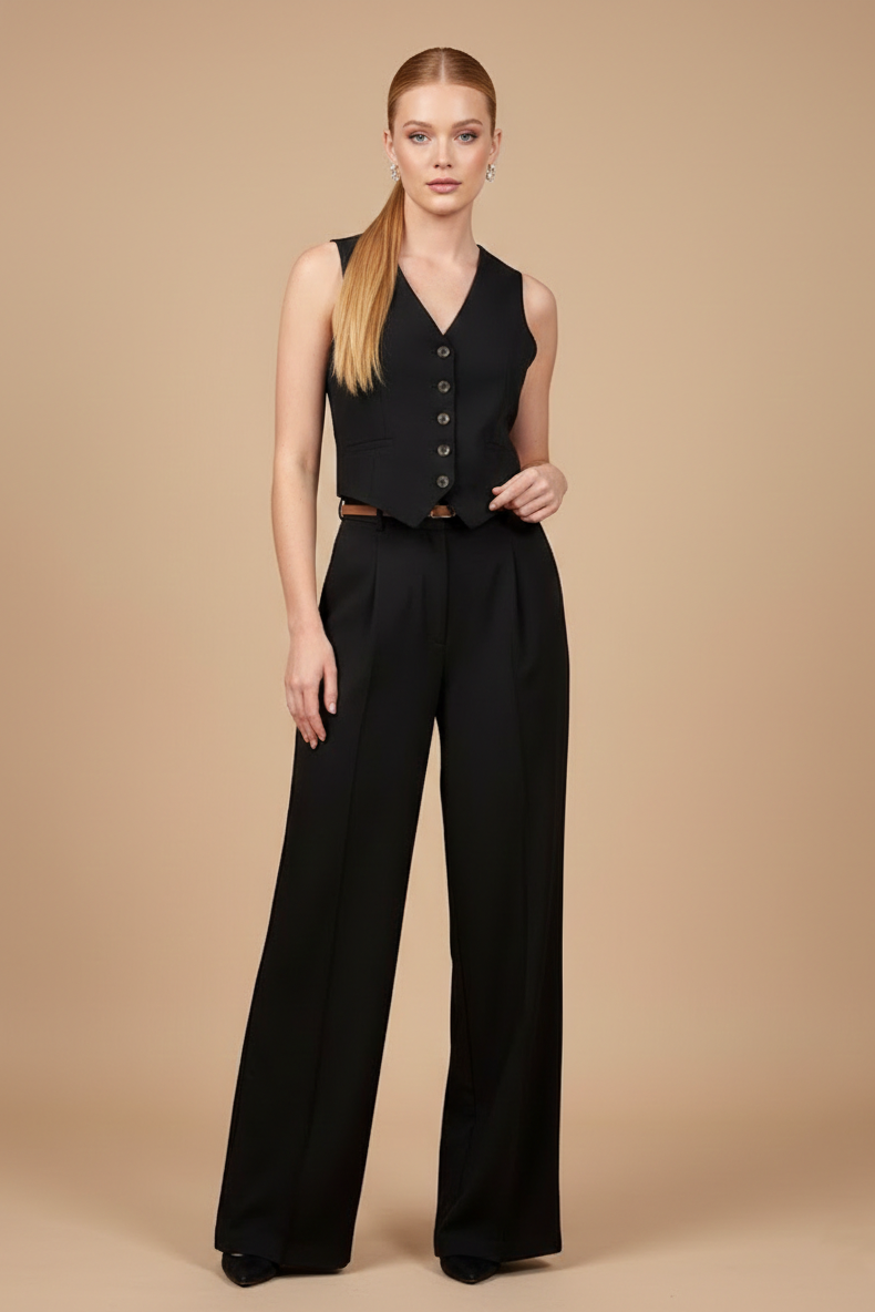 5160 Black Vest and Pants two-piece set