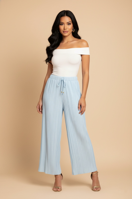 533 Sky Blue Pleated Pants