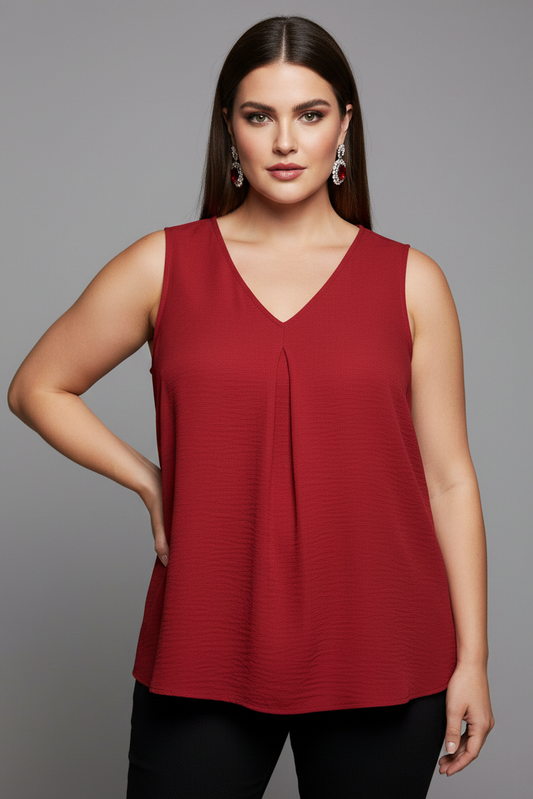 5513 Crimson V-Neck Blouse Plus