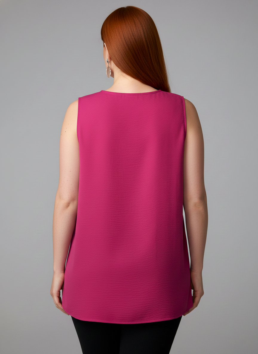 5513 Fuchsia V-Neck Blouse Plus