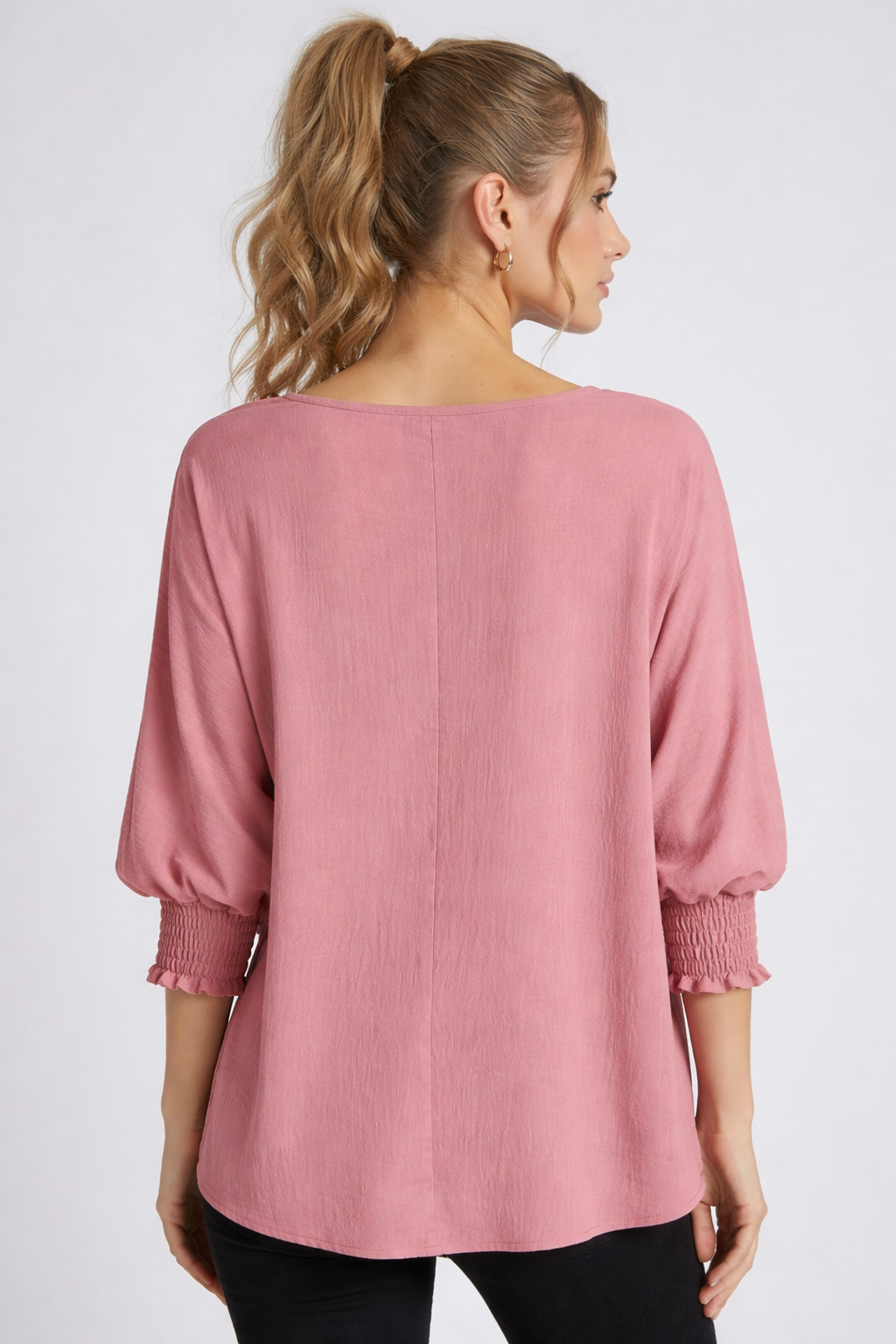 5547 Dusty Rose Smocked Sleeve Blouse