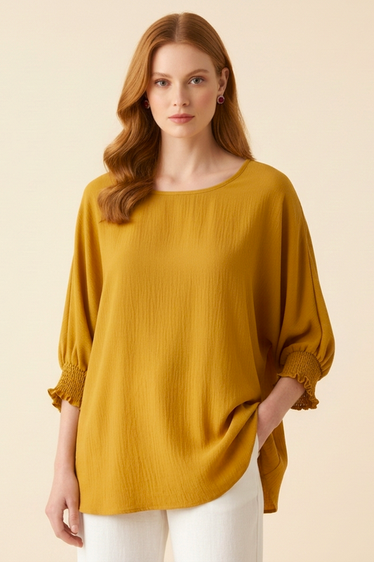 5547 Honey Mustard Synch Sleeve Top in Air Flow Fabric