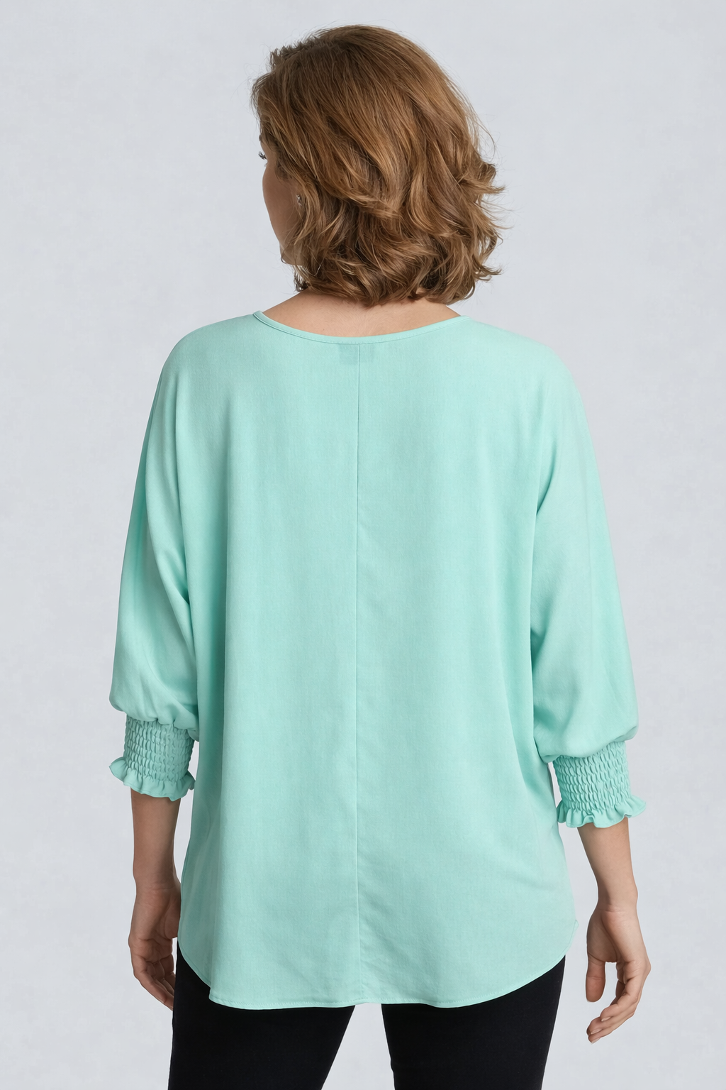 5547 Soft Mint Green Smocked Sleeve Blouse
