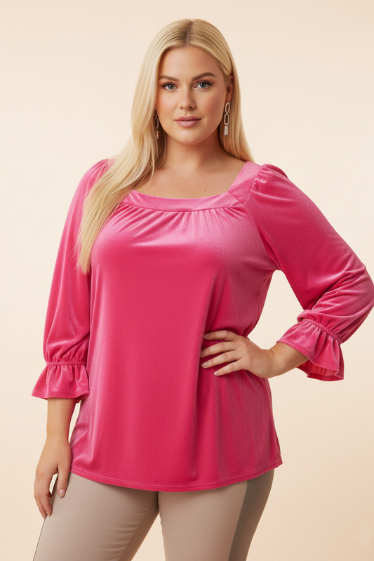 5728 Pink Dream Velvet Tunic Top Plus