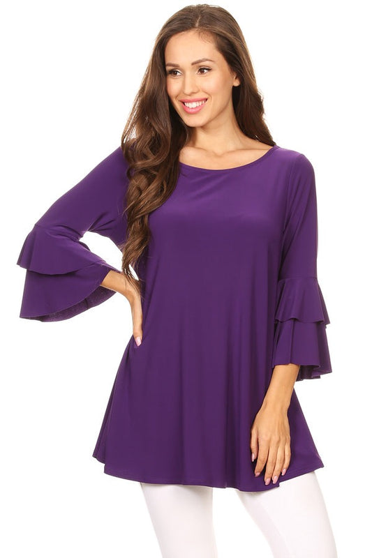 1418 Purple Ruffled Top