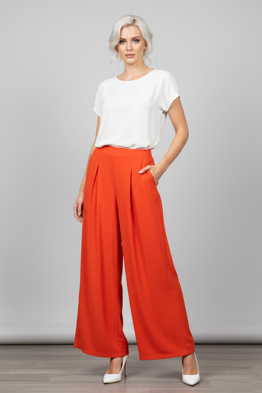 6122 Orange Pleated Trousers with Side Pocket