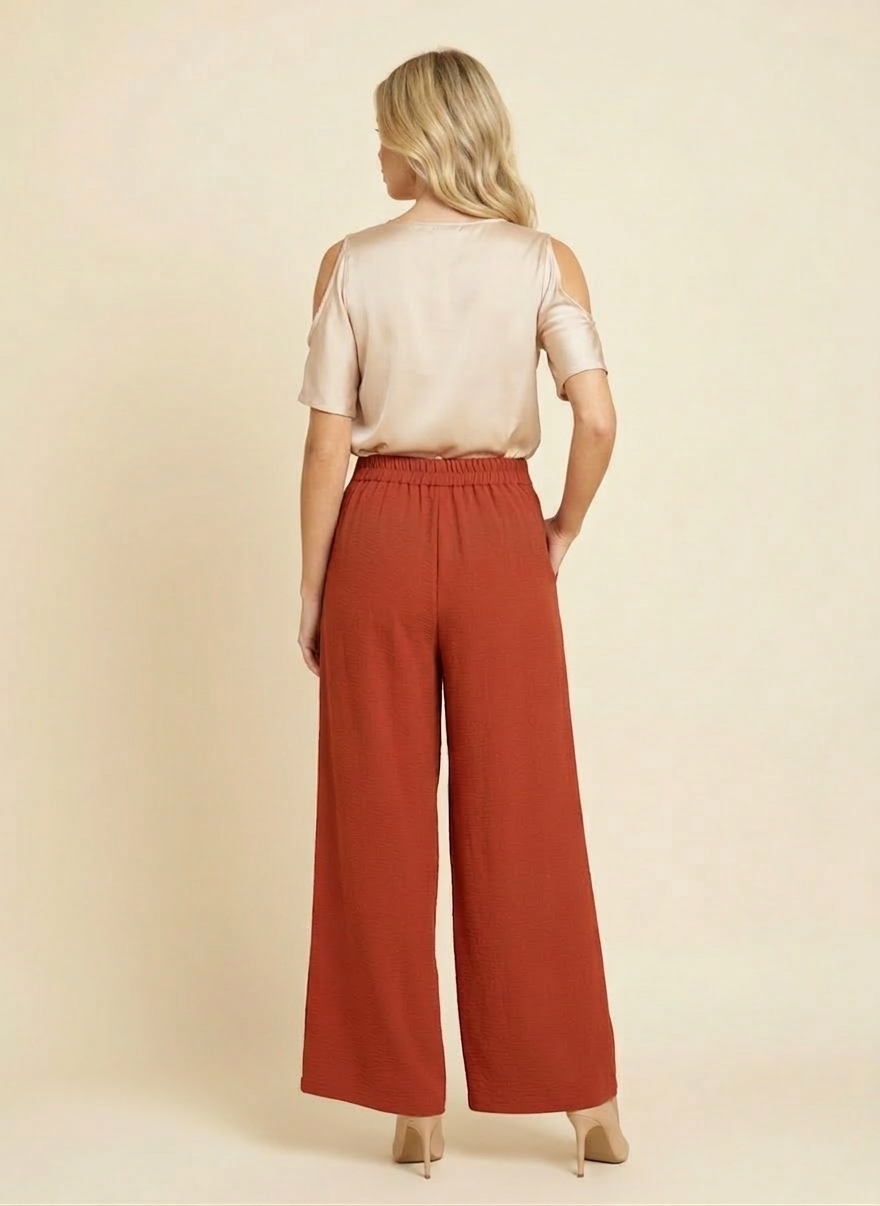 6122 Rust Pleated Trousers with Side Pocket