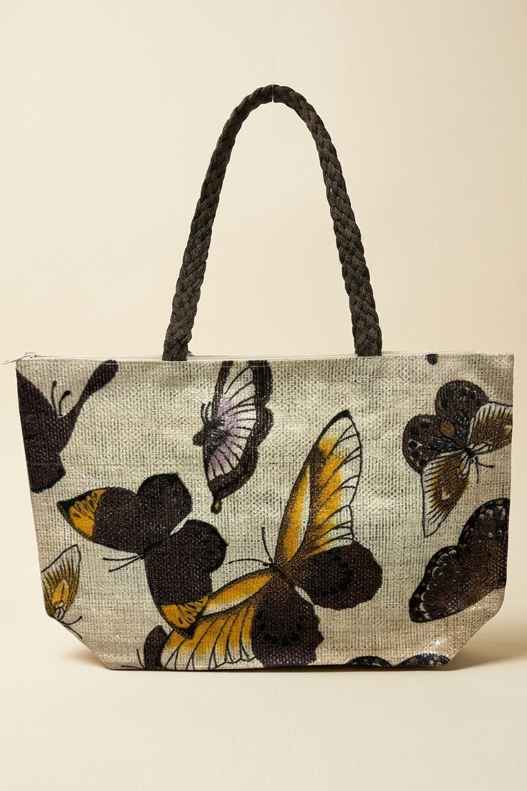 61849 Black Butterfly Bliss Tote Bag