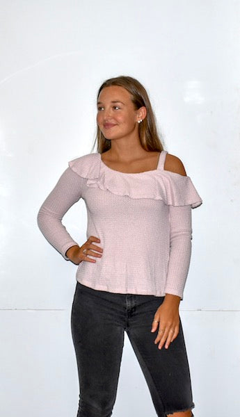 16620 One Shoulder Waffle Top