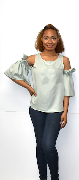 10863 Sage Open Shoulder Top