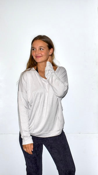 18248 Light Grey French Terry Top