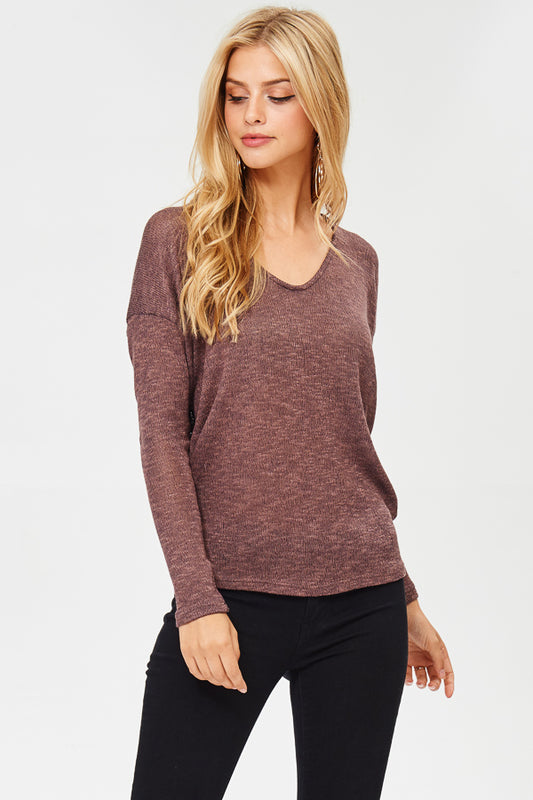 6026 Raisin Lightweight Sweater Top