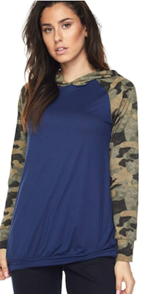 83805 Navy Camouflage Sleeved Hoodie