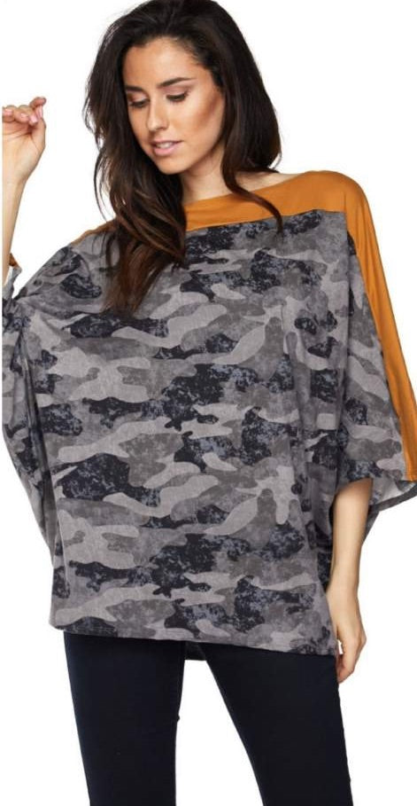 83809 Gray Camouflage Top