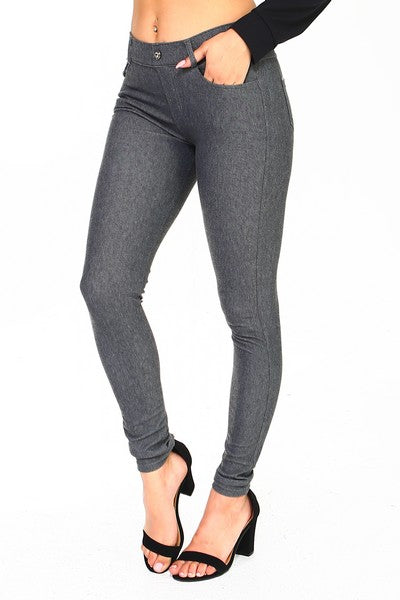 201 Grey 5 Pocket Skinny Jeggings