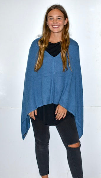 Blue Cashmere Poncho