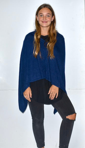 Navy Cashmere Poncho