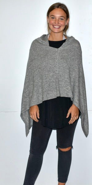 Grey Cashmere Poncho