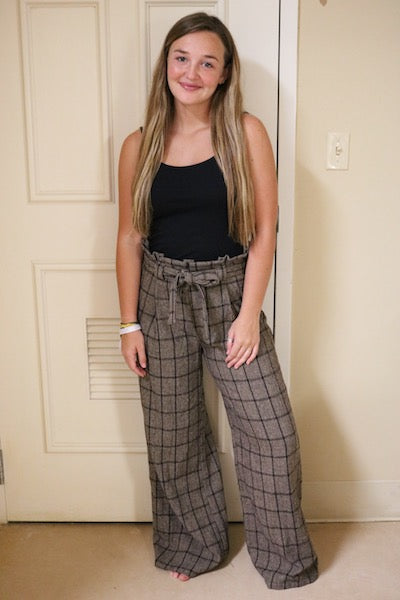 11374 Brown Plaid Pants