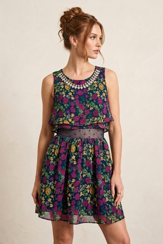 720 Midnight Garden Dress with Crystal Detail