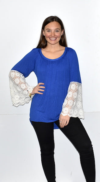 2194 Blue Bubble Gum Lace Trimmed Top