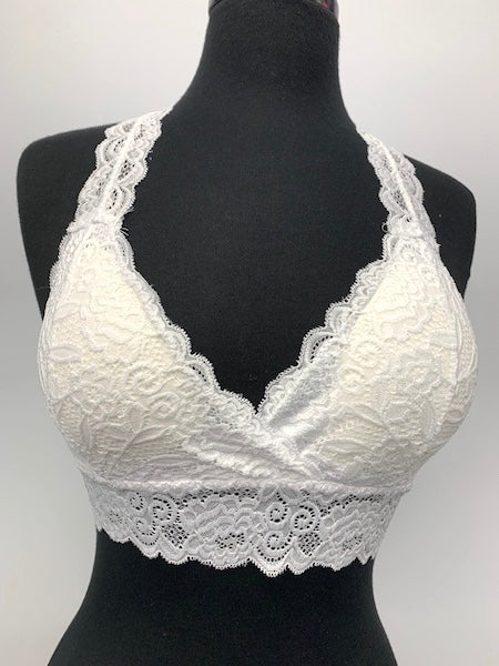 LB-01 White Lace T-Back Top