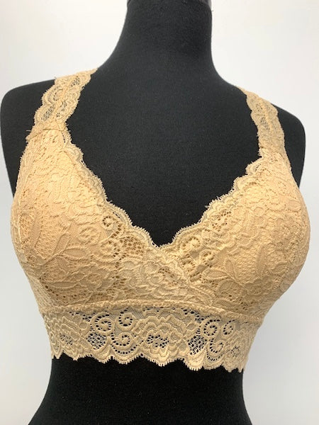 LB-01 Light Camel Lace T-Back Top