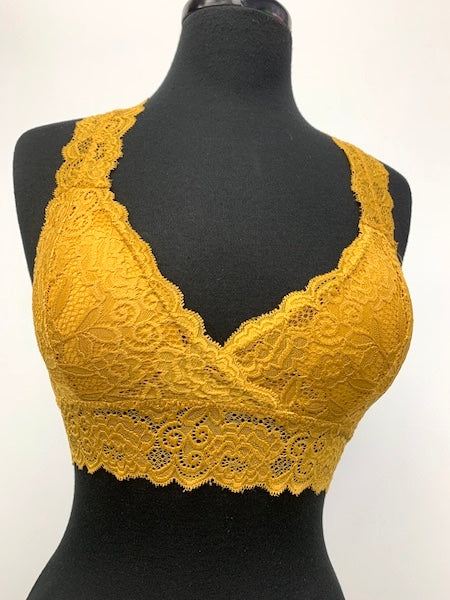 LB-01 Mustard Lace T-Back Top