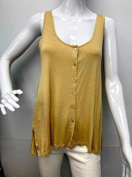 811 Mango Button Down Side Slit Tank Top