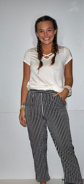 291 Black/White Striped Pants