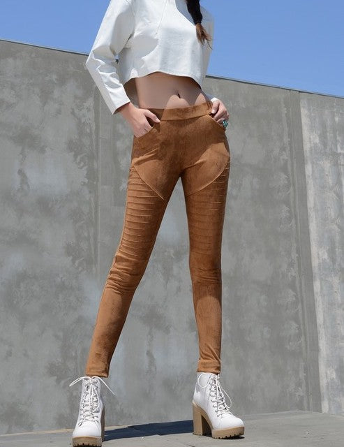 002 Mustard Suede Moto Jegging