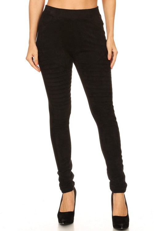 002 Black Suede Moto Jegging