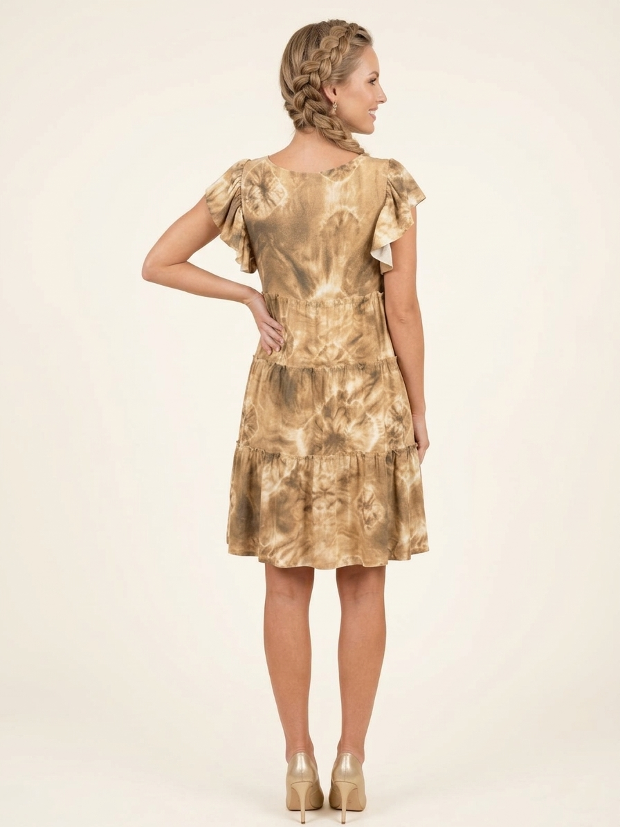 8288D4 Yellow Desert Glow Tie-Dye Dress