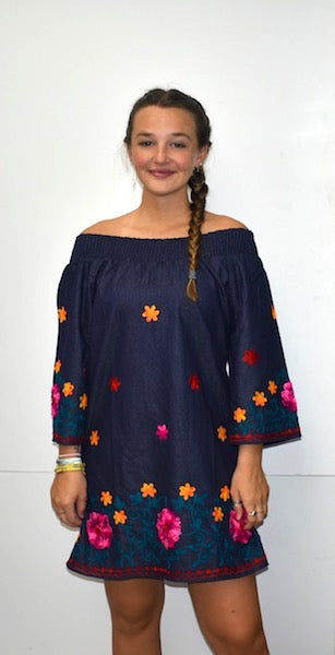 2011 Denim Embroidered Tunic Dress