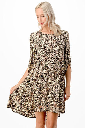 Style 3570 Leopard Tunic Dress With Split Sleeve