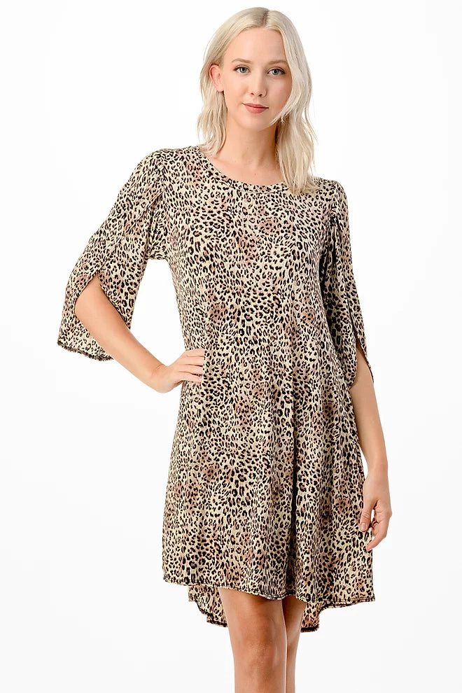 Style 3570 Leopard Tunic Dress With Split Sleeve Plus