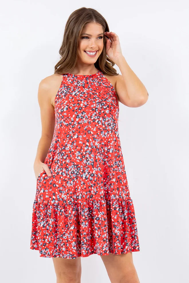 Style 5653 Red Floral Tank Dress