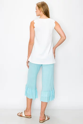 Style 3501 Light Blue Ruffle Bottom Gaucho Pants Plus