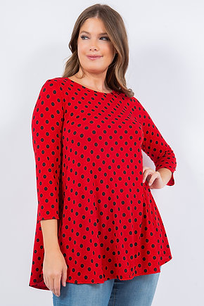 Style 52917 Red And Black Polka Dot Top Plus