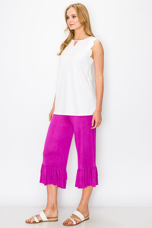 Style 3501 Magenta Ruffle Bottom Gaucho Pants Plus