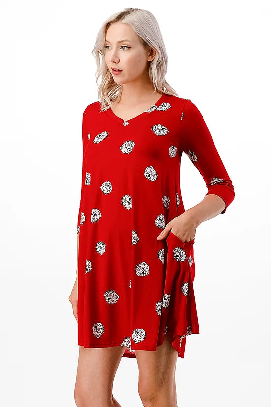 Style 39717 Gameday Georgia Inspired Tunic Dress Red And Black Plus