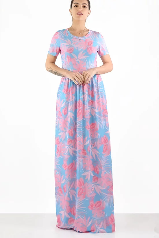 Style 3773 Mint Floral Maxi Dress